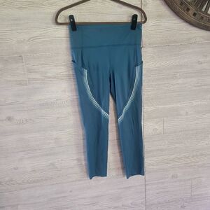Lululemon Speed Limit Crop 23" Size 8 Yoga Run Legging Side Pockets Bermuda Teal